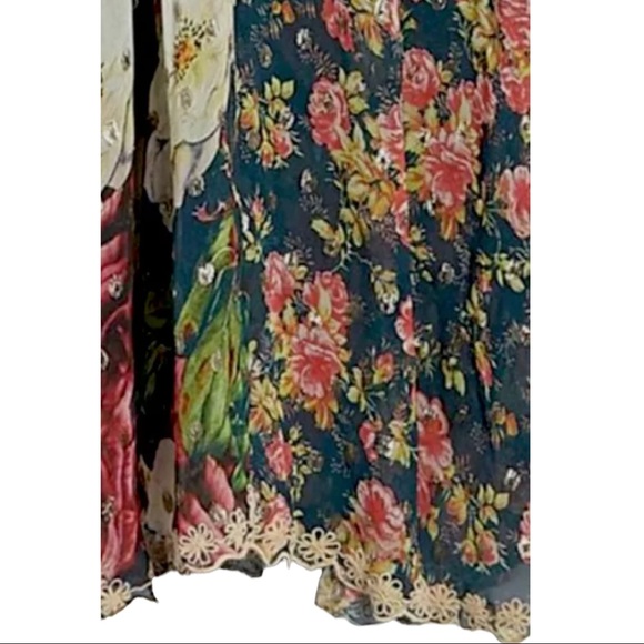 Hemant & Nandita x Anthropologie Hermosa Bias XS 0 2 Blue Pink Floral Maxi Dress - Picture 7 of 10